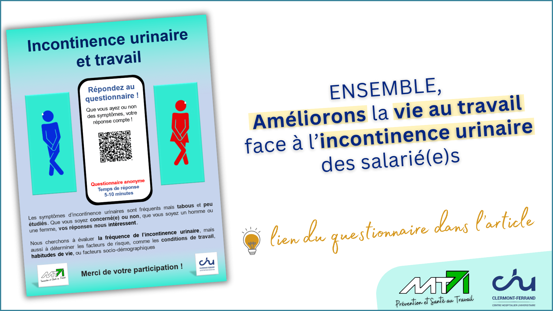 Étude par un médecin MT71 : Incontinence urinaire et travail